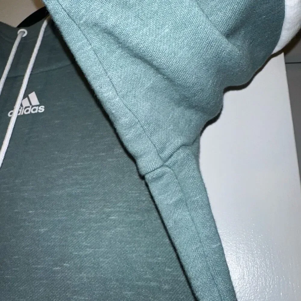 Adidas Small Hooded Drawstring Womens Sweatshirt Green White EUC - Picture 4 of 10
